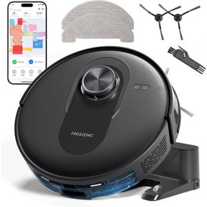Proscenic Q8 Robot Vacuum Cleaner with Mop, Ultra Strong 6000Pa Robotic Vacuum with Lidar Navigation, 5 Real-Time Mapping, WiFi/Alexa/APP Remote Control Robot Hoover for Floor Carpet Pet Hair