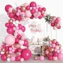 2 x 
CANREVEL 125Pcs Pink Balloon Garland Arch Kit, Hot Pink Metallic Rose Gold Confetti Latex Balloons for Baby Girl Shower Princess Birthday Wedding Valentine's Party Decorations