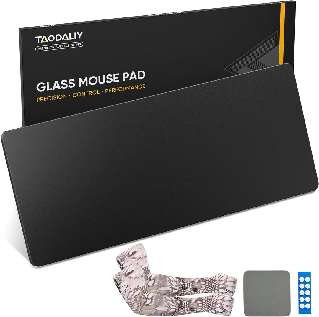XXL Glass Mouse Pad for Gaming, 38.5 x 16.5 Inch, Large,Black