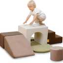 7PC Kids Foam Climbing Blocks Playset Indoor Soft Toy, Gray, Medium
