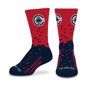 For Bare Feet NBA Los Angeles Clippers Spray Zone Crew Socks, Youth One Size