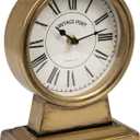 Creative Co-Op Vintage Metal Mantel Clock, Gold Finish
