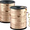 2-Pack 500 Yard Curling Ribbon for Crafts Crimped Ribbon, Champaign Gold