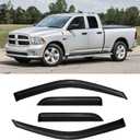 Rain Guards for 2009-2018 Dodge Ram 1500 Quad Cab/Extended Cab, Window Visor Shields Vent Deflector Shade Wind Dark Smoke for 19-24 Ram 1500 Classic Quad Cab, 4PCS, Out-Channel