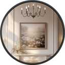 G-LEAF Black Round Mirror 32 inch Circle Mirror for Bathroom Vanity, Entryway, Living Room, Round Bathroom Mirror for Wall