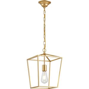 ANJIADENGSHI Lantern Pendant Light Lantern Iron Cage 1 E26 Bulbs Gold Chandelier for Dining Room Kitchen(Bulbs Not Included)