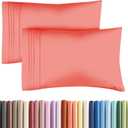 Queen Pillow Cases Set of 2 - Ultra Soft Hotel Quality Pillowcase Covers - Comfy, Cozy & Wrinkle Free - Shrinkage, Stain and Fade Resistant - Machine Washable Pillow Protectors - 2 Piece Set - Coral