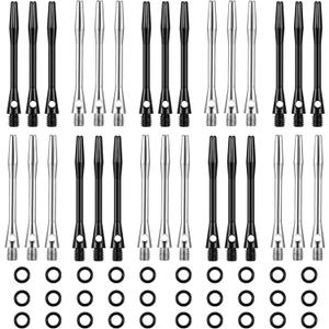 Skylety 30 Pcs Dart Shafts for Steel Tip Medium 2BA Thread Aluminium Alloy Dart Stems 50 mm 53 mm with Rubber Rings Replacement Harrows Dart Accessories and Flights