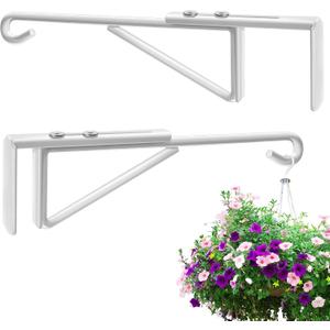 Adjustable Vinyl Fence Hooks Fit Fence Widths 0.8-3 Inch, Heavy Duty Vinyl Fence Plant Hangers for Hanging Plants Bird Feeders,Lights,Basket Over the Fence Hangers for Hanging Plant Outdoor- 2Pack