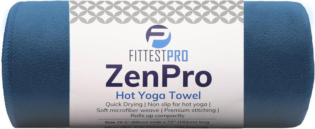 Fittest Pro Non-Slip Hot Yoga Towel with Super-Absorbent Soft Suede Microfiber in Many Colors, for Bikram Pilates and Yoga Mats. (72.00 x 26.50) Seaside Blue