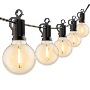 Outdoor String Lights Hanging Globe Patio Lights with 50 G40 Shatterproof Bulbs(2 Spare), IP44 Waterproof Connectable Commercial 50 Hanging Light for Indoor Outdoor Decor (Warm White)