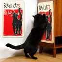 SOLDAY Sisal Cat Scratcher Mat for Floor Wall Carpet Couch Furniture, 22x13 inch Anti Scratch Furniture Protector, Cat Scratching Posts Board with Velcro Tape(Black Cat Rules)