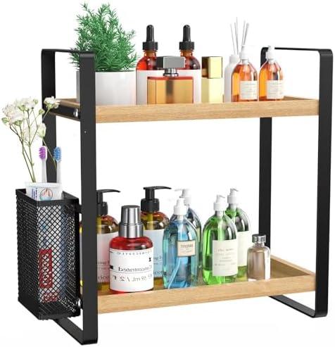 LEMIKKLE Bathroom Counter Organizer with Basket, Bathroom Organizers and Storage,Skincare Organizers for Vanity,Storage Organizers for Bathroom, Kitchen, Dresser
