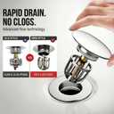 Bathroom Sink Drain Kit with Flexible Expandable Pipe: Odor-Free & Backflow-Preventing, Space-Saving Design without a P-trap, For 1-1/4'' & 1-1/2'' Drain Hole (Black, With Overflow)