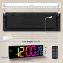 16.5" Large Digital Wall Clock: 11 RGB Color LED Display with Remote Control, Auto DST, Temperature & Date, Big Number Wall Clock for Seniors, Classroom, Office, Gym, Home Decor Black