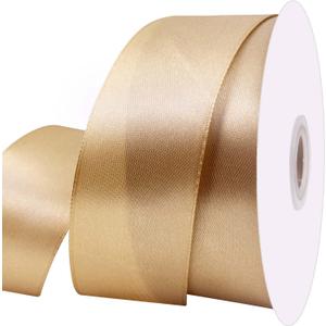 UOUYOO 1 1/2 Inch Champaign Gold Satin Ribbon 50 Yards Fabric Ribbons Roll for Gift Wrapping Flower Bouquet Bows Bouquet Bridal Bouquets Wedding Invitations pack of 5