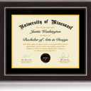 14x17 Diploma Frames 11x14 with Black Mat - Walnut Wood Finish | Shatter-Resistant Glass | for Wall Mounting | Gift for Graduations & Professional Certificate (1 Pack)