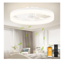 VOLISUN Low Profile Ceiling Fans with Lights and Remote, 23.6in Flush Mount Ceiling Fans with Light, 3000K-6500K Dimmable Fandelier LED Fan Lights, Bladeless Ceiling Fan with Light for Bedroom(White