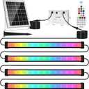 MEIKEE Solar RGBW LED Wall Washer Light 4 in 1, IP66 Waterproof Color Changing Solar Wall Strip Lights Bar with Remote, Solar Flood Light for Outdoor Indoor Halloween Christmas Stage Lighting