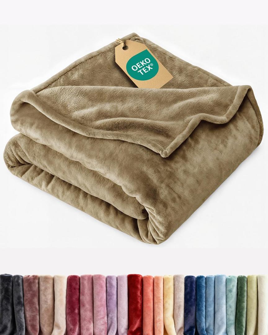 Ultra Soft Fleece Blanket Twin Size - Flannel Fleece Luxury Twin Blanket - Lightweight for Couch Bed Chair - Thick, Warm and Breathable - All Season Cozy Fuzzy, Anti-Static Microplush Bedding, Camel