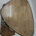 Solid Wooden Modern Triangle Coffee Table: Unique Funky Coffee Tables for Living Room, Oval Mid-Century Irregular Abstract Tea Tables for Patio Office Balcony Bedroom (Walnut, 33" L x 22" W x 16" H)