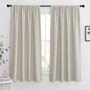 RYB HOME Curtains for Bedroom Living Room 63 inches Long, Thermal Insulated Privacy Rod Pocket Drapes for Nursery Office Home Theater, Width 42 by Length 63, Natural, 2 Panels