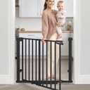 Malier Large Walk-Thru Door Baby Gate, 29-40" No Drill Pressure Mounted Dog Gate with Auto Close, Safety Gate Pet Gate for Stairs, Doorways, Child and Dogs Indoor (Black, 29''- 40''W 30''H)
