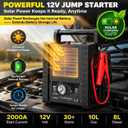 2000A Car Jump Starter with Air Compressor, Portable Power Station with 400W Inverter, 12V Battery Booster for Up to 8.5L Gas/Diesel Engines, Dual AC/DC/USB Outputs for Cars, Trucks, Camping (Black)