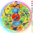 30 Inch LED Dart Board Kids Game,12PCS Sticky Balls,Indoor/Outdoor Sports Carnival Games Yard Party, Suitable for 3 4 5 6 7 8 9 10 Years Old Boys and Girls Birthday Gifts Dinosaur Toys