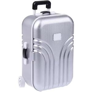 FILFEEL Baby Suitcase Toy, Childs Mini Luggage Box, Cute Plastic Rolling Suitcase Silver