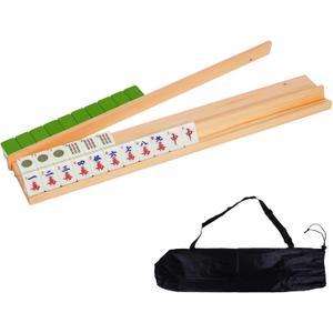 Mahjong Racks with Pushers, Mahjong Pushers and Racks, Wooden Mahjong Racks Set of 4, Mahjong Pushers with Storage Bags, Magnetically Attached Pushers for Mahjong & More Game Nights