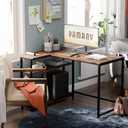 Pamray 43 Inch L Shaped Computer Desk with Reversible Side Storage Shelves, Small Corner Desk for Small Space Home Office,Writing Study Table PC Desk for Bedroom,Vintage