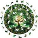 200 Pieces Wooden Puzzle for Adults Tree of Life, 200 Pieces Unique Animal Shaped Jigsaw Pieces, Premium Laser-Cut Brain Teaser Puzzle, Stress Relief Gift for Puzzle Lovers