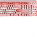 Wireless Keyboard & Mouse Special Edition Design | Retro Full Size & Number Pad | Pink | Battery Operated | Bluetooth Connectivity | Standard QWERTY Layout | Works with Windows, Mac, PC's