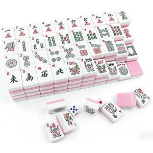 American Mahjong Tile Set, 166 Pink Tiles with Two Dices, Mahjong Tile Game for Four Players, (1.2x0.9x0.51)
