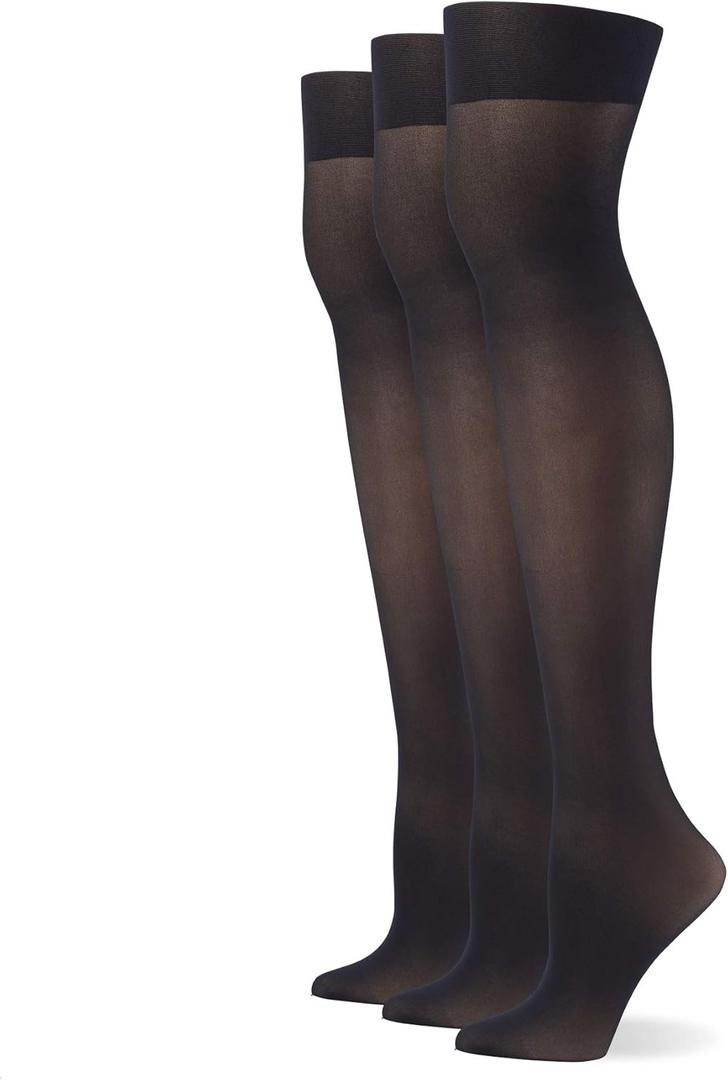 No nonsense womens Yoga Waistband Smooth Seamless Tights (Small-Medium, Black - 3 Pair Pack)