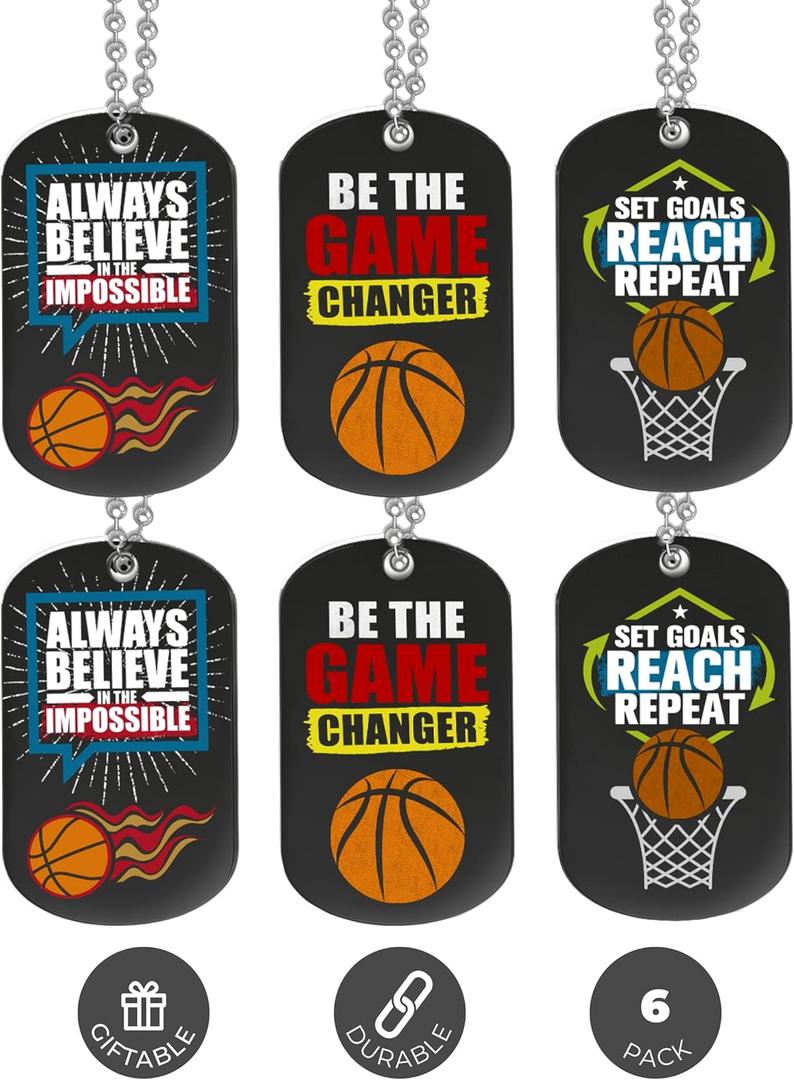 Inkstone Basketball Gifts Necklace 6 Pack  Mens Necklace & Jewelry, Necklaces for Men  Basketball Accessories, Party Favors & Stuff  Unique Mens Gifts