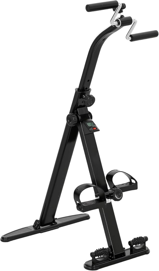 Soozier Pedal Exerciser, Foldable Hand Arm Knee and Leg Exercise Bike, Height-adjustable, with LCD Monitor and Foot Massage Rollers, for Seniors, Elderly, Rehabilitation, Recovery, Therapy