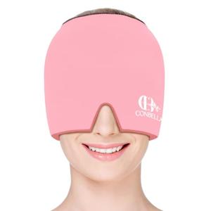 Migraine Relief Cap, Soothing Headache Ice Face Mask Products, Hot and Cold Therapy, Migraine Headache Relief Cap for Migraine, Sinus, Puffy Eyes, Tension, Stress and Hangover(Pink)