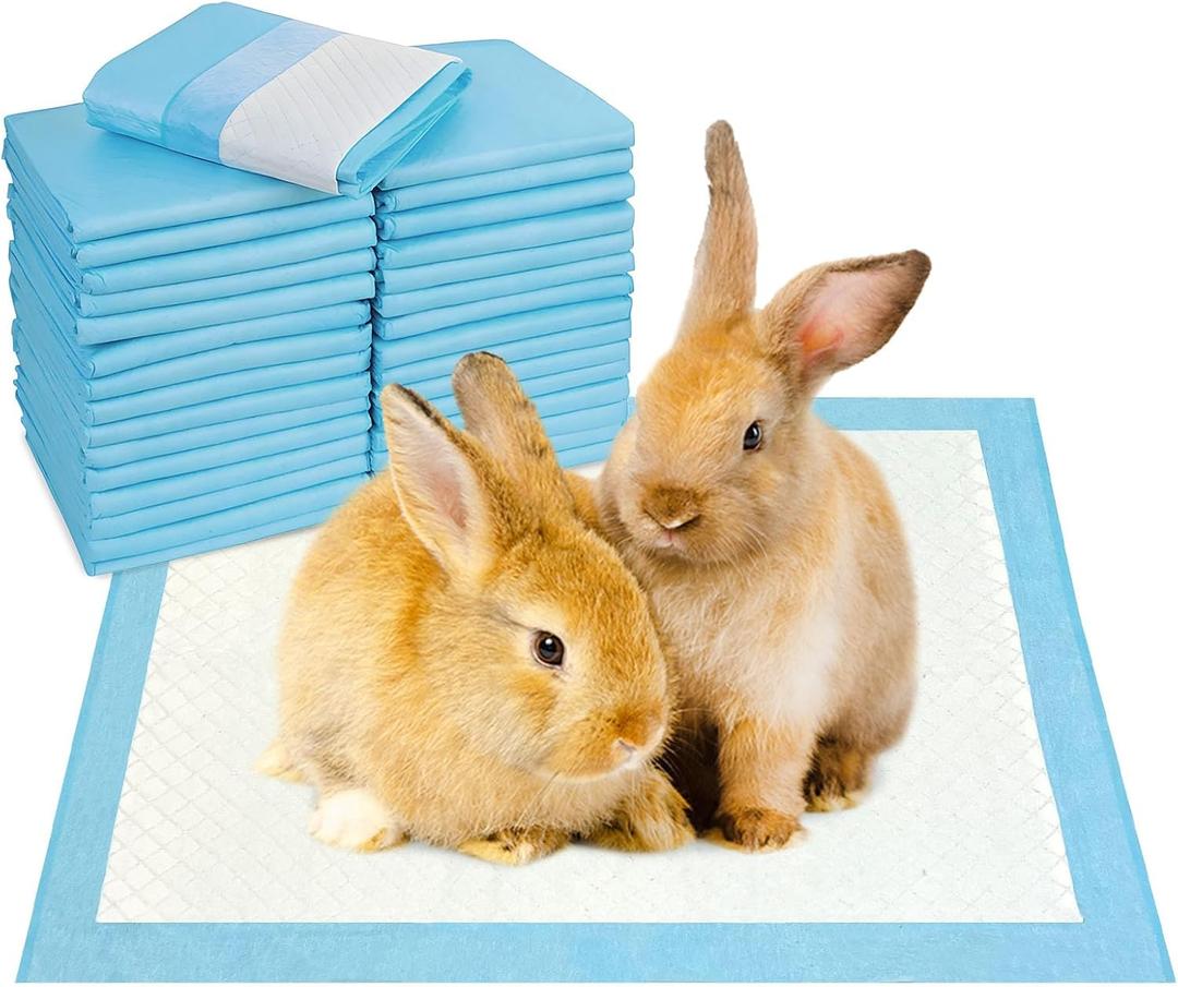 kathson 100PCS Rabbit Pee Pads 18"× 13" Disposable Cage Liners Super Absorbent Black Carbon Odor-Control Bunny Training Pad with Quick-Dry Surface for Bunny Guinea Pig Kitten Hedgehog Small Animals