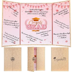 Engrowtic 2026 Graduation Guestbook Alternative Gold and Pink Guest Book Class of 2026 Congrats Graduation Party Decorations Grad Party Signature Board Card for College High School Graduate Gifts