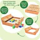 Badger Basket Cedar Sandbox with Lid & Benches - Outdoor Wooden Sandbox for Kids with Folding Cover - Large Backyard Playset (46.5 x 46.5 x 9.5)