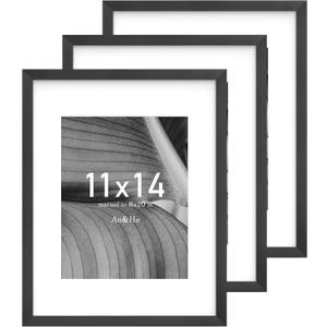 An&He 11x14 Picture Frame, Black Photo Frame for Tabletop and Wall Display, Minimalist Design, Set of 3