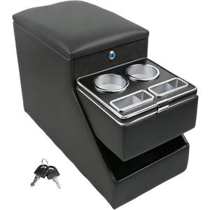Center Console Organizer for Minivans, SUVs & Middle Van Seats - Floor-Mounted Lockable Storage Box with Dual Cup Holders, Ideal for Vehicle Interior