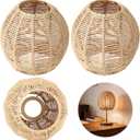 3PCS Pendant Light Shade,Rattan Lamp Shades Boho Chandelier Lamp Cover Nature Hand Woven Rattan Lampshade for Living Room, Bedroom, Ceiling Lamps,and Dining Room