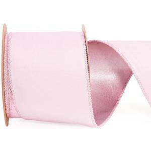 LaRibbons Quartz Pink Reversible Velvet Lurex Wired Ribbon, 4 Inch Crushed Velvet Ribbon for Gift Wrapping, Christmas Tree Decoration, Crafts Wreaths Supplies, 10 Yard