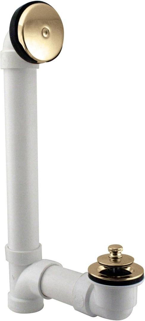 Westbrass Pull & Drain Sch. 40 PVC Bath Waste with One-Hole Top Elbow, Polished Brass, D49721-03