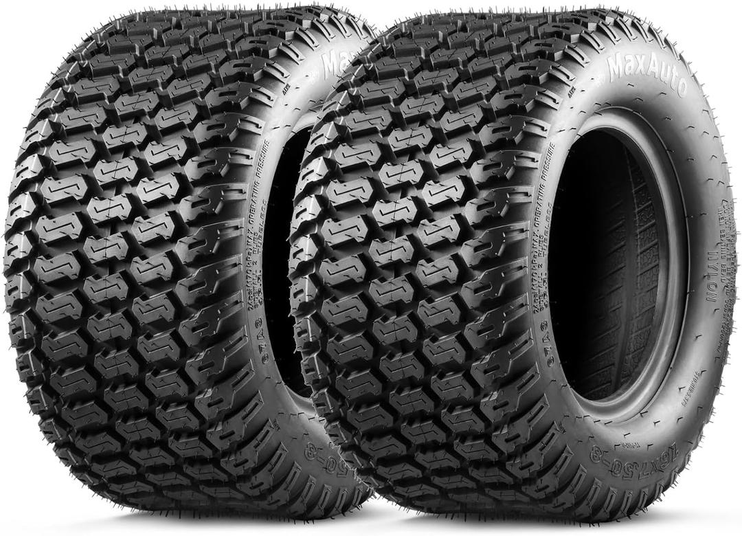 MaxAuto 16x7.50-8 16x7.5x8 Turf Saver Lawn Mower Tire 4PLY, Set of 2