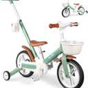 LOL-FUN Toddler Balance Bike 1 2 3 Year Old with Training Wheels, 6 in 1 Tricycle for Toddlers 1-3 Boy Girl Birthday Gift, 12" Baby Kids Bike with Push Handle, Pedals, Brake & Baskets