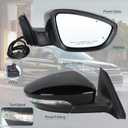 Right Passenger Side Mirror Compatible With 2016 2017 2018 2019 2020 2021 2022 VW Passat With Power Folding Power Glass Heated Turn Signal Black Replace#561857508BB9B9(8Pins)